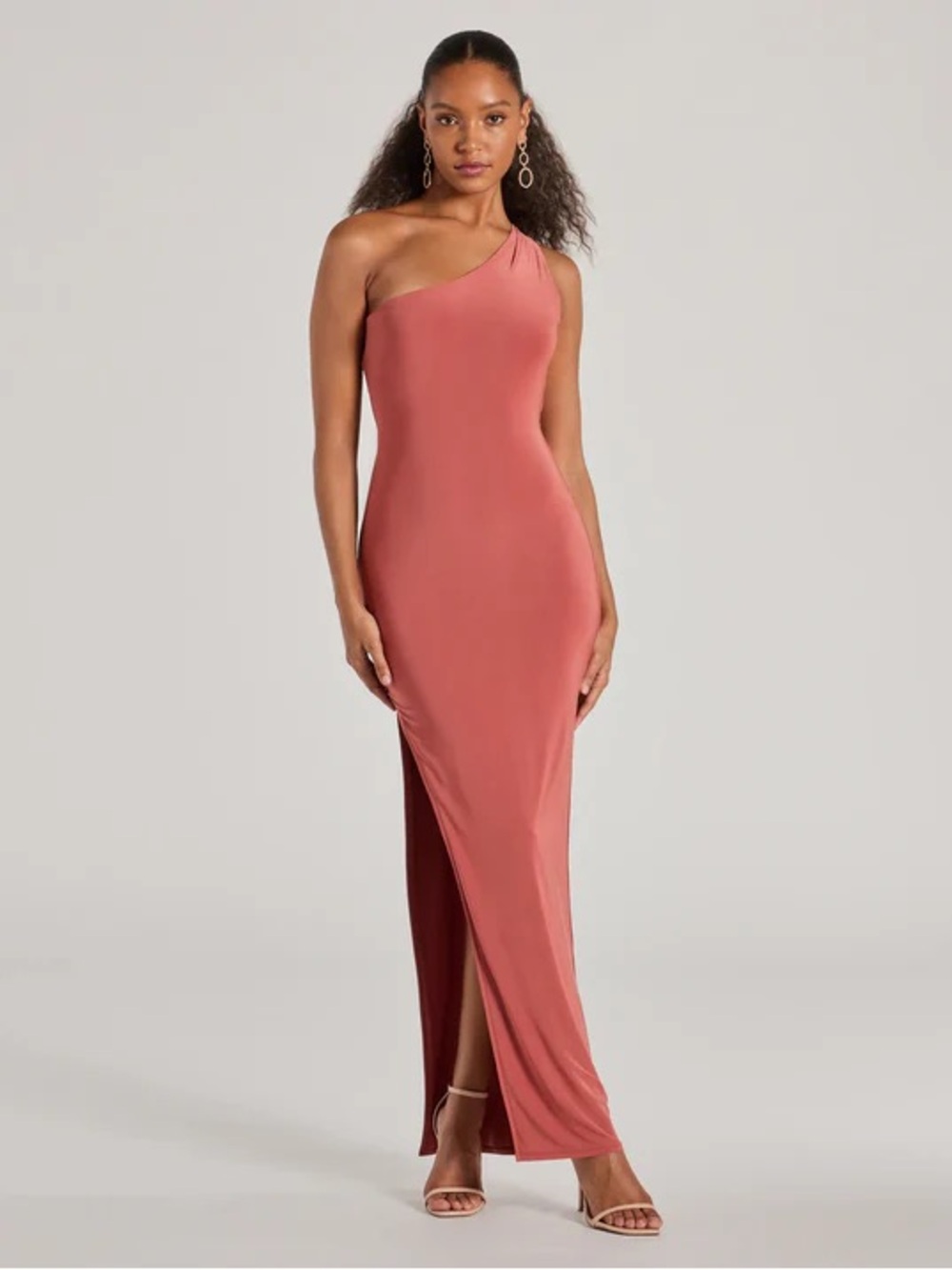 Windsor One-Shoulder RUST formal Dress